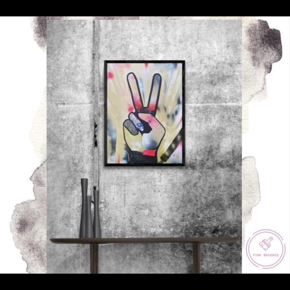 Peace Sign Painting Mixed Media - Picture 3 of 3